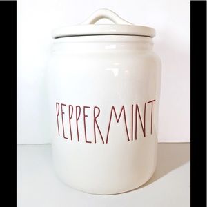 Peppermint Rae Dunn Ceramic Christmas Canister Cookies Jar Kitchen Decor